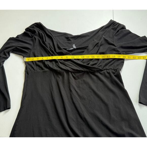 Asos Design Top Womens 18 Black Long Sleeve Surplice Neck Whimsigoth Flattering - Picture 4 of 9